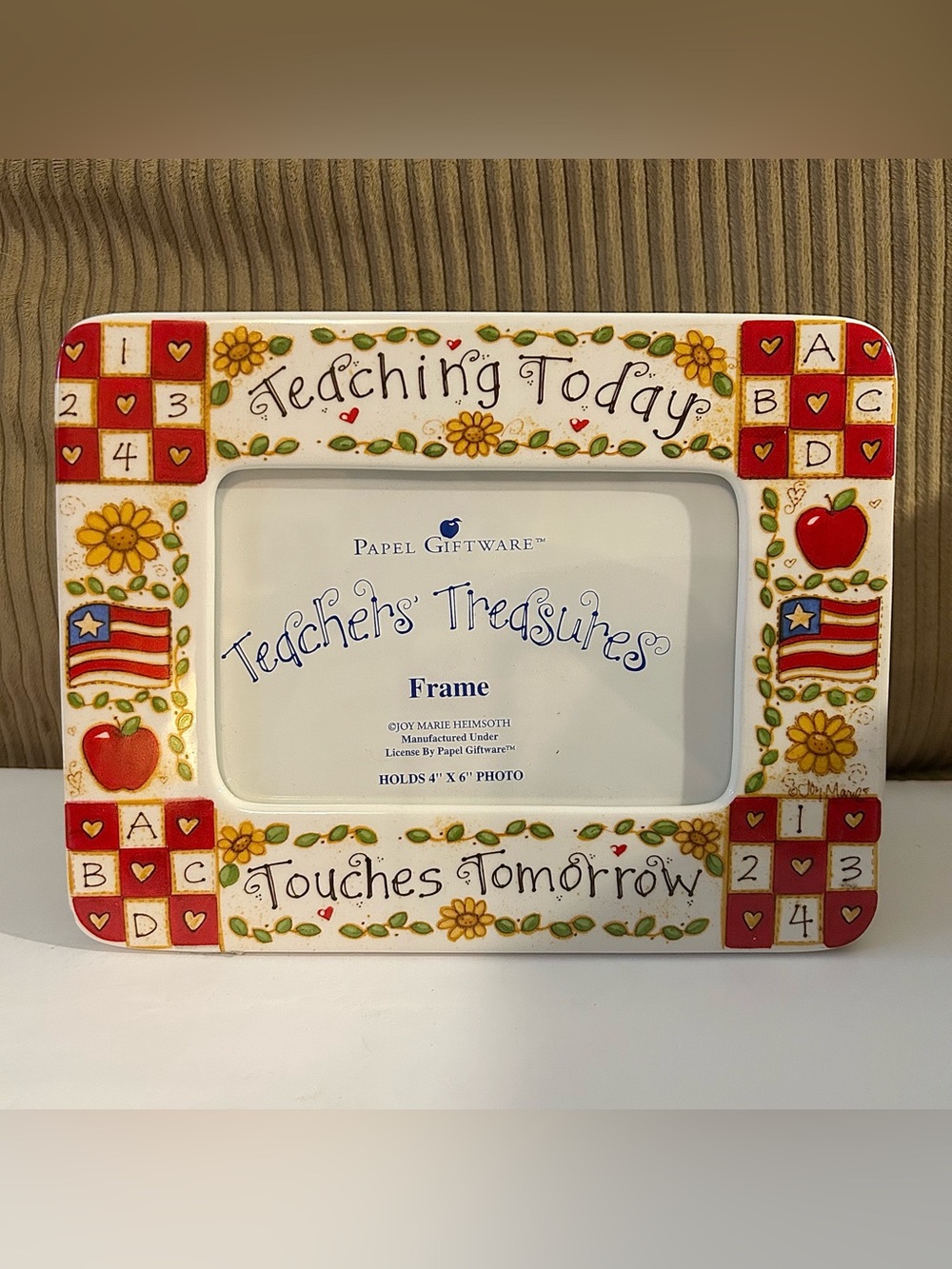 Papel Giftware Teachers Treasures Teaching Picture Frame 4x6 Gift Apples Flag